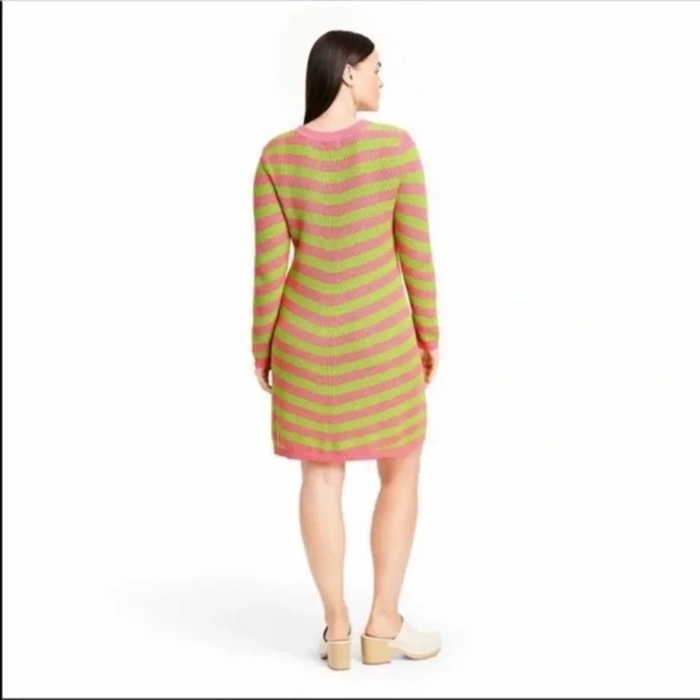 Victor Glemaud target pink lime green striped sweater dress - Picture 6 of 8